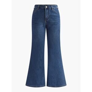 Commense Bell Bottom Boho Hippie Bootcut Cotton Denim Stretch Blue XS